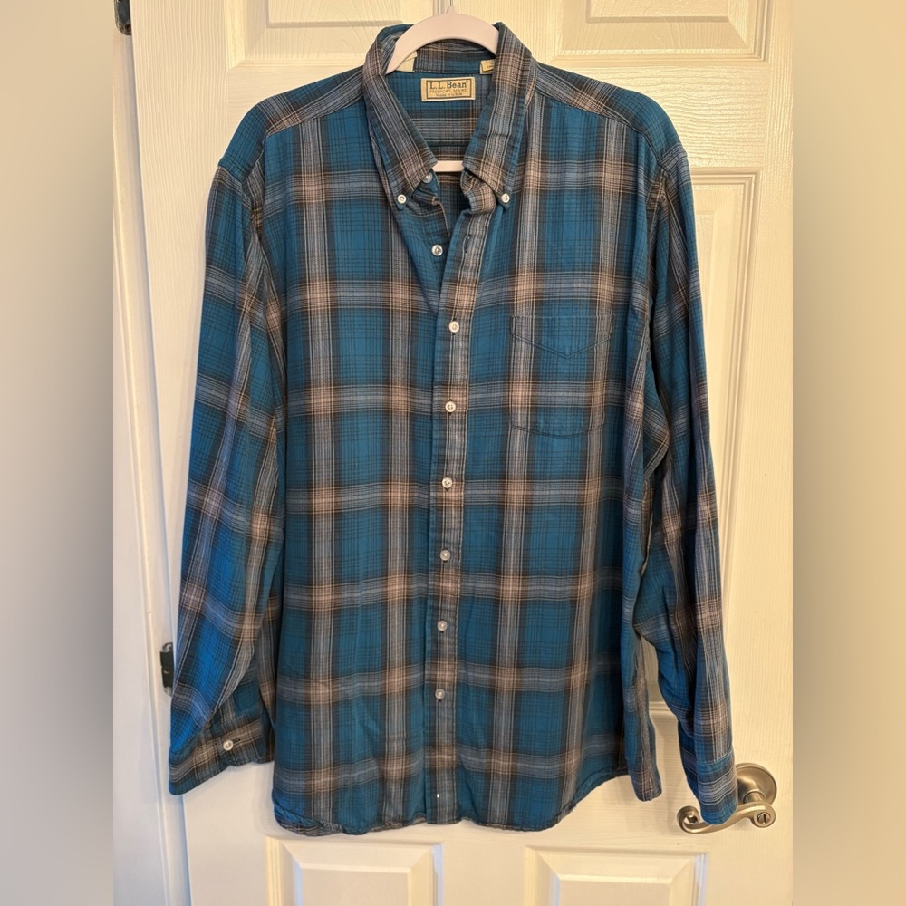 Vintage LL Bean Made in USA Plaid Button Up Shirt